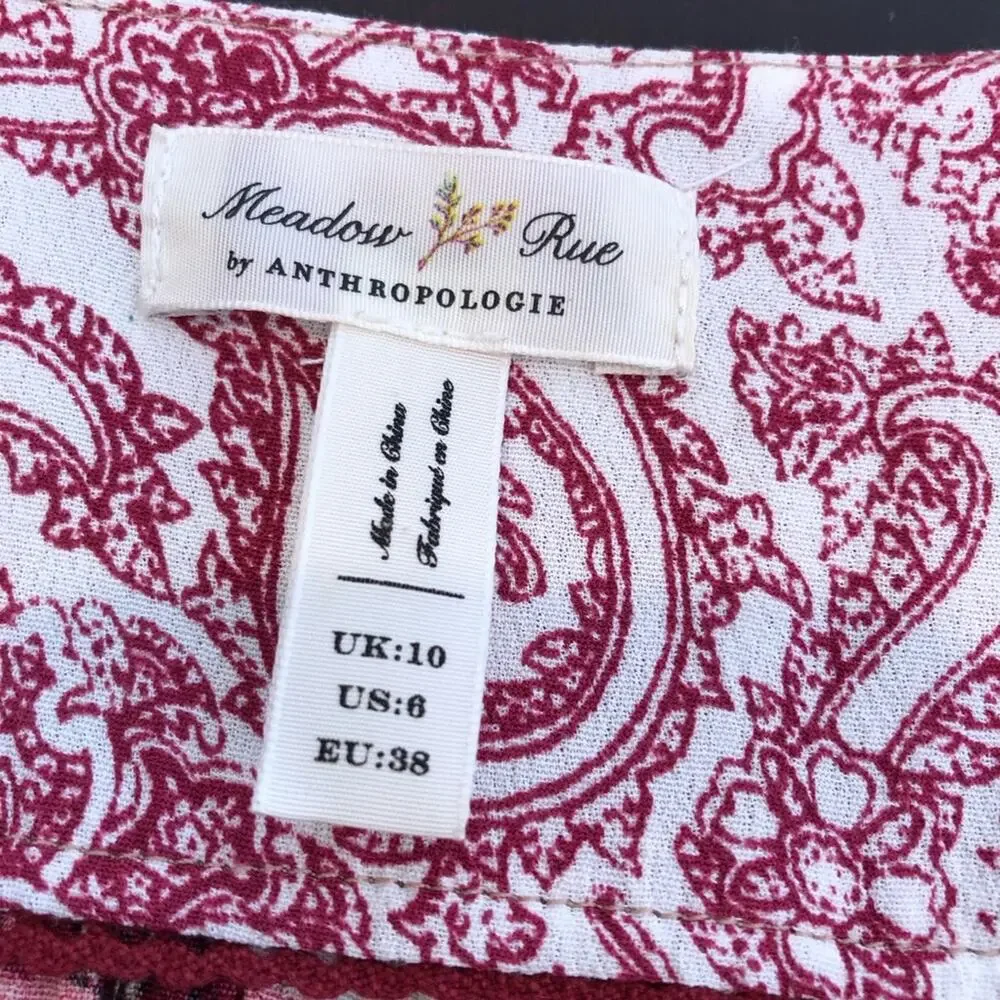 Anthropologie Meadow Rue yellow pink mixed floral wrap front top size 6 - Picture 10 of 16